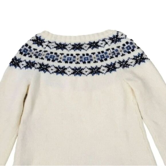 Lands End Fair Isle Nordic Airspun Cozy Alpaca Wool Sweater Size Medium 10-12 - Picture 5 of 10